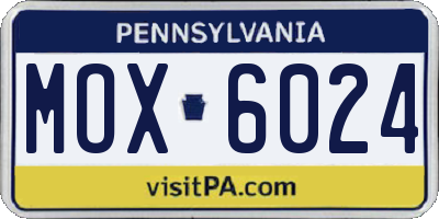 PA license plate MOX6024