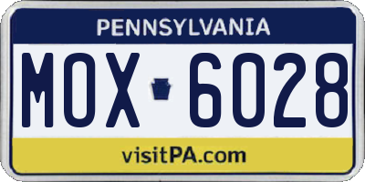PA license plate MOX6028