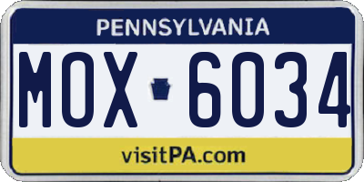 PA license plate MOX6034