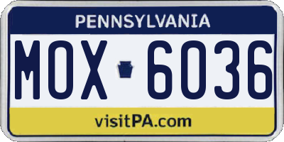 PA license plate MOX6036