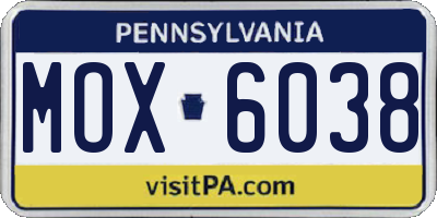 PA license plate MOX6038