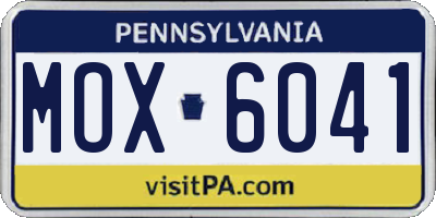PA license plate MOX6041