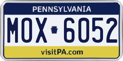 PA license plate MOX6052