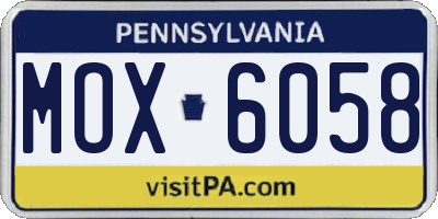 PA license plate MOX6058