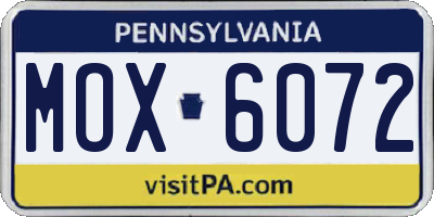 PA license plate MOX6072