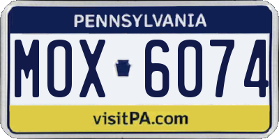 PA license plate MOX6074