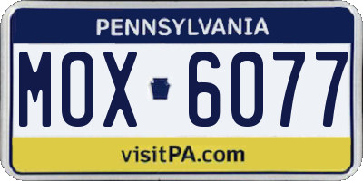 PA license plate MOX6077