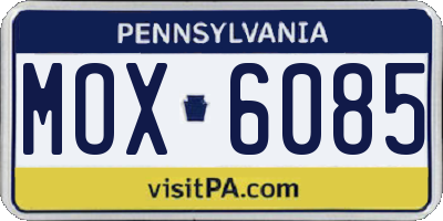 PA license plate MOX6085