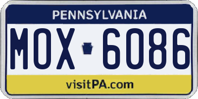 PA license plate MOX6086