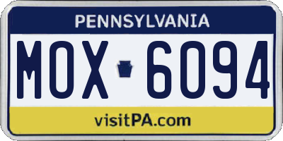 PA license plate MOX6094