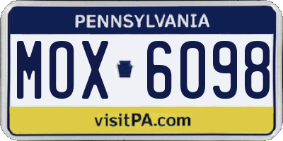 PA license plate MOX6098