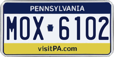 PA license plate MOX6102