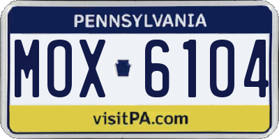 PA license plate MOX6104