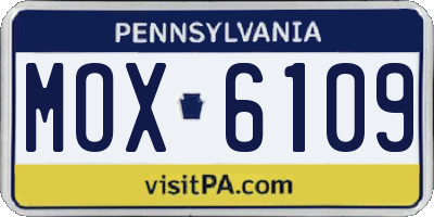 PA license plate MOX6109