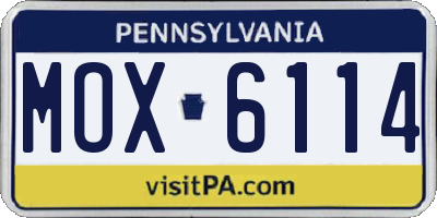 PA license plate MOX6114