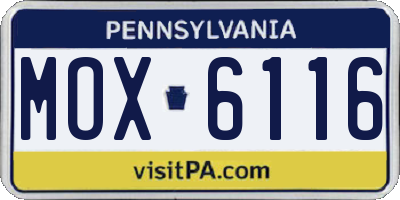 PA license plate MOX6116