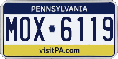 PA license plate MOX6119
