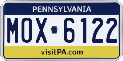 PA license plate MOX6122