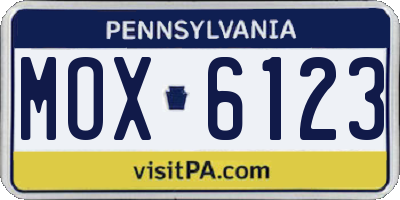 PA license plate MOX6123