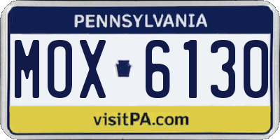 PA license plate MOX6130