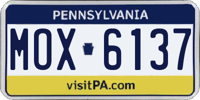 PA license plate MOX6137