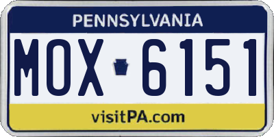 PA license plate MOX6151