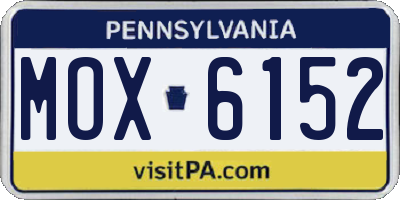 PA license plate MOX6152