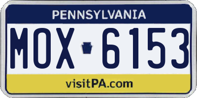 PA license plate MOX6153