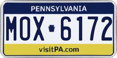 PA license plate MOX6172