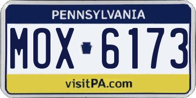 PA license plate MOX6173