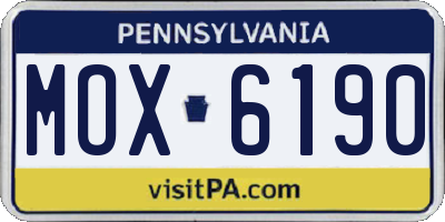 PA license plate MOX6190