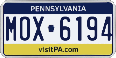 PA license plate MOX6194