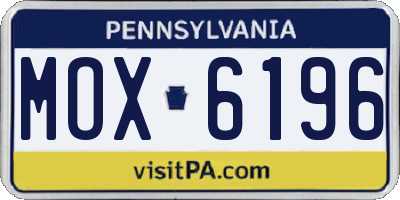 PA license plate MOX6196