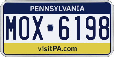 PA license plate MOX6198