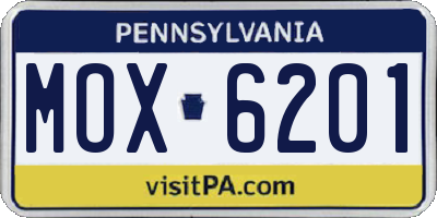 PA license plate MOX6201