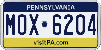 PA license plate MOX6204