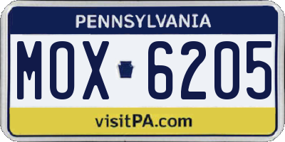 PA license plate MOX6205