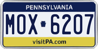 PA license plate MOX6207
