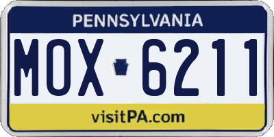 PA license plate MOX6211