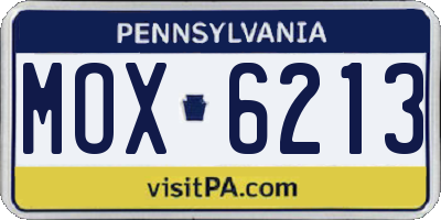 PA license plate MOX6213