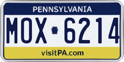 PA license plate MOX6214