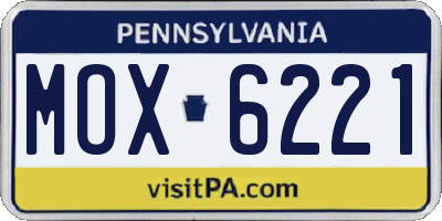 PA license plate MOX6221