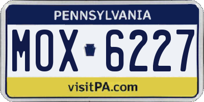 PA license plate MOX6227