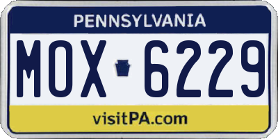 PA license plate MOX6229