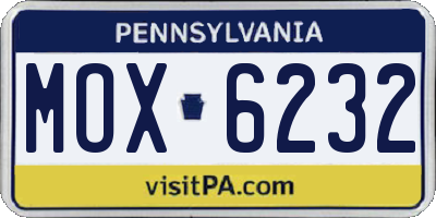 PA license plate MOX6232