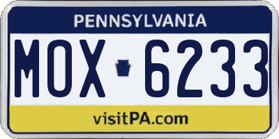 PA license plate MOX6233