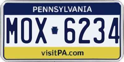 PA license plate MOX6234