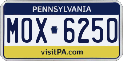 PA license plate MOX6250