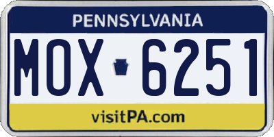 PA license plate MOX6251