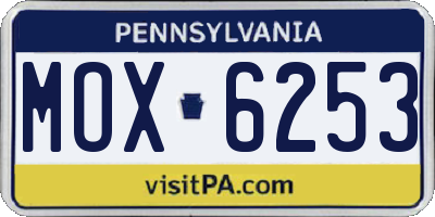 PA license plate MOX6253